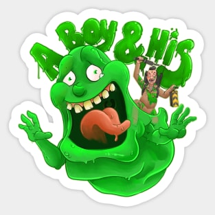 A Boy and his Slimer Sticker